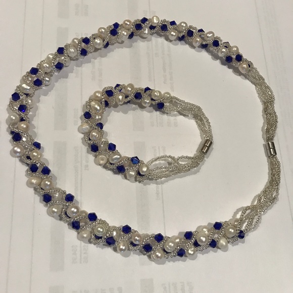 Freshwater pearls necklace bracelet set - Picture 3 of 7